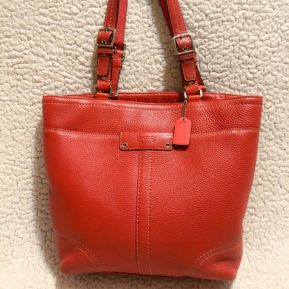 Coach Hamilton Pebbled Leather Shopper Tote.